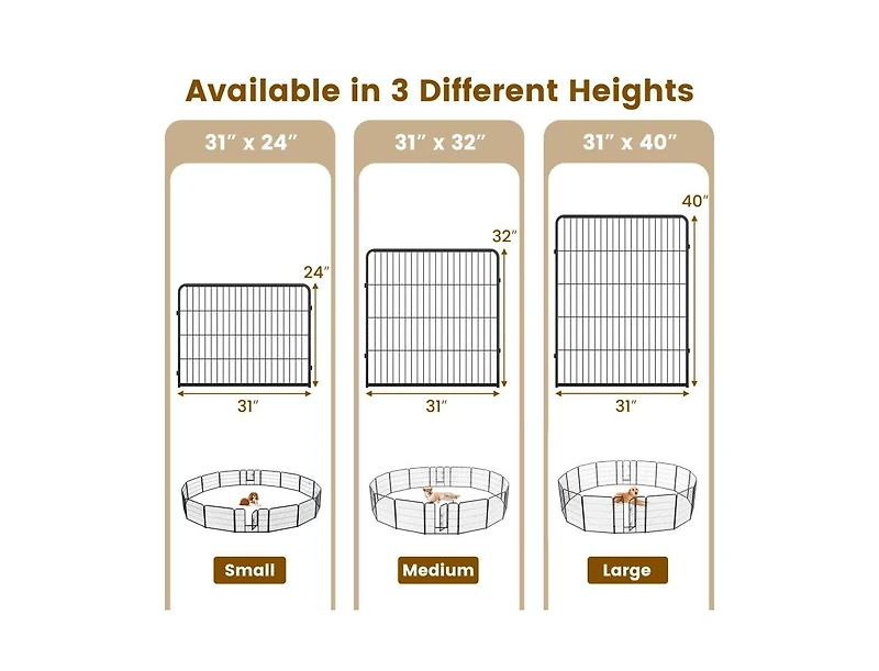 16 Panel 40 Inches Height Dog Playpen with Lock and Large Door