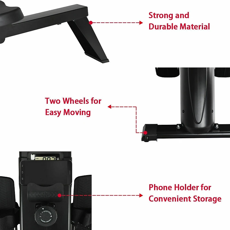 Akiudex Foldable Magnetic Quiet Operated Fitness Rowing Machine with 10 Level Adjustable Resistance