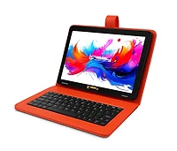 Linsay 10.1"Octa Core 256GB Storage Android 15 Tablet with Red Style Keyboard Premium Tablet Variety Applications