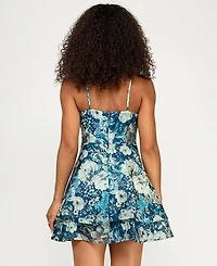 Katia Rae Juniors' Satin Shimmer Fit & Flare Dress
