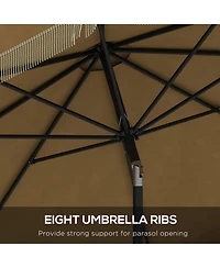 9ft Patio Umbrella with Push Button Tilt and Crank, Ruffled Outdoor Market Table Umbrella with Tassles and 8 Ribs