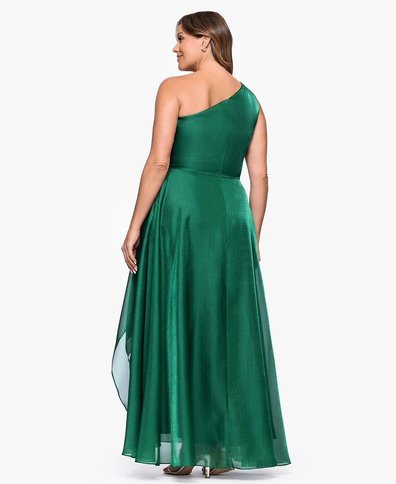 Xscape Plus One-Shoulder Organza Ball Gown