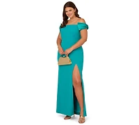 Adrianna Plus Off-The-Shoulder Column Gown