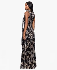 Betsy & Adam Petite Sleeveless Metallic Halter Dress