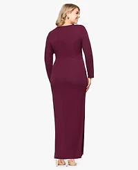 Betsy & Adam Plus Long-Sleeve Matte Jersey Dress