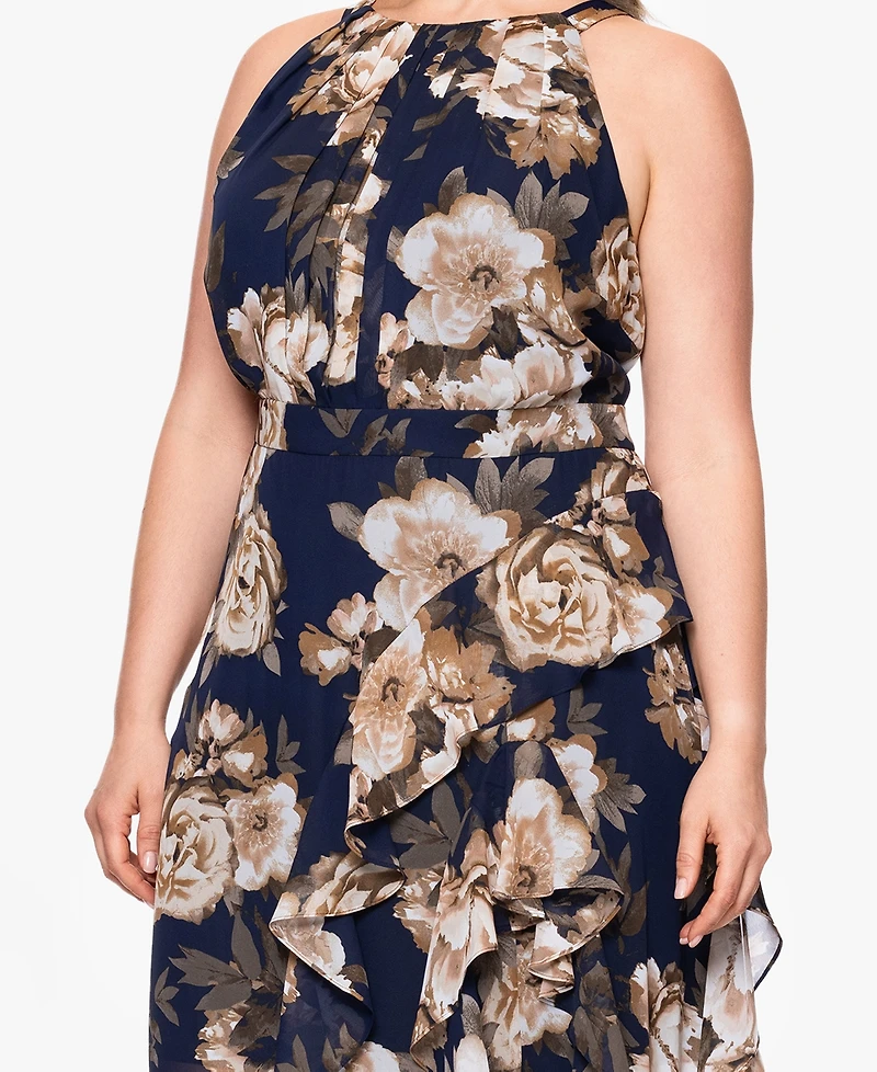 B&A By Betsy and Adam Plus Sleeveless Chiffon Dress