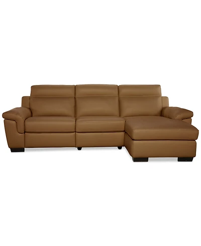 Julius Ii 3-Pc. Leather Chaise Sectional with 1 Power Recliner, Macy's Exclusive