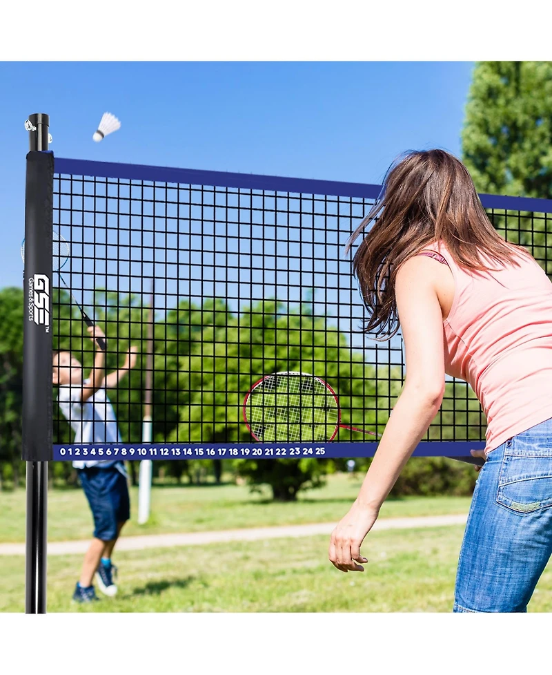 Gse Games & Sports Expert Volleyball and Badminton Combo Set with Net,4 Rackets,3 Birds, Pu Volleyball and Carrying Bag (Recreational)