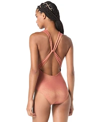Vince Camuto Women's Sparkle Plunge One-Piece Swimsuit
