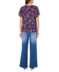 Vince Camuto Women's Flutter-Sleeve V-Neck Blouse