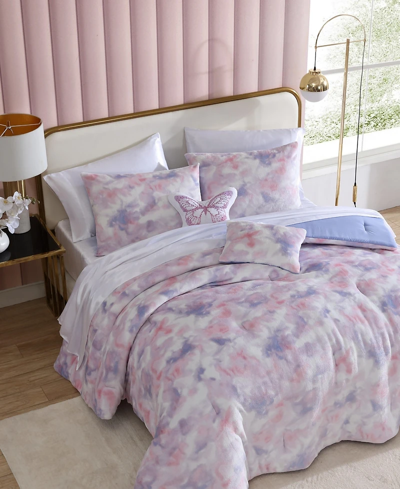 Betsey Johnson Sunset Tie Dye Plush 5-Pc. Comforter Set, Full/Queen