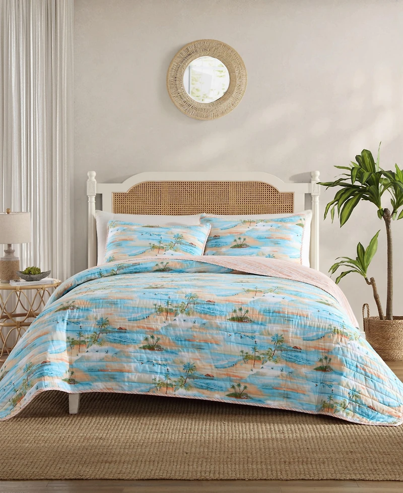 Closeout! Tommy Bahama Bon Voyage Cotton Reversible 3-Pc. Quilt Set, King