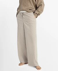 Mango Women's Elastic Detail Striped Pajama Pants