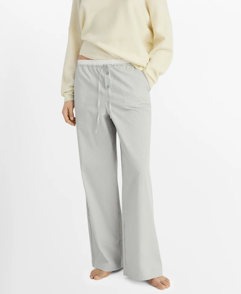 Mango Women's Elastic Detail Striped Pajama Pants