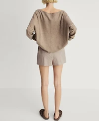 Mango Women's Elasticated Detail Striped Pajama Shorts
