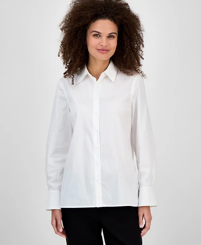 Kasper Button-Front Long-Sleeve Shirt, Regular & Petite