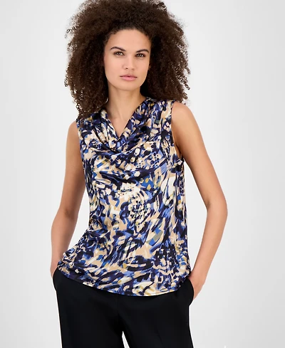 Kasper Women's Printed Cowl-Neck Tank