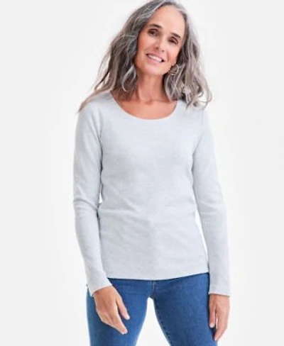 Womens Cotton Long Sleeve Scoop Neck Top Pp 4x Created For Macys