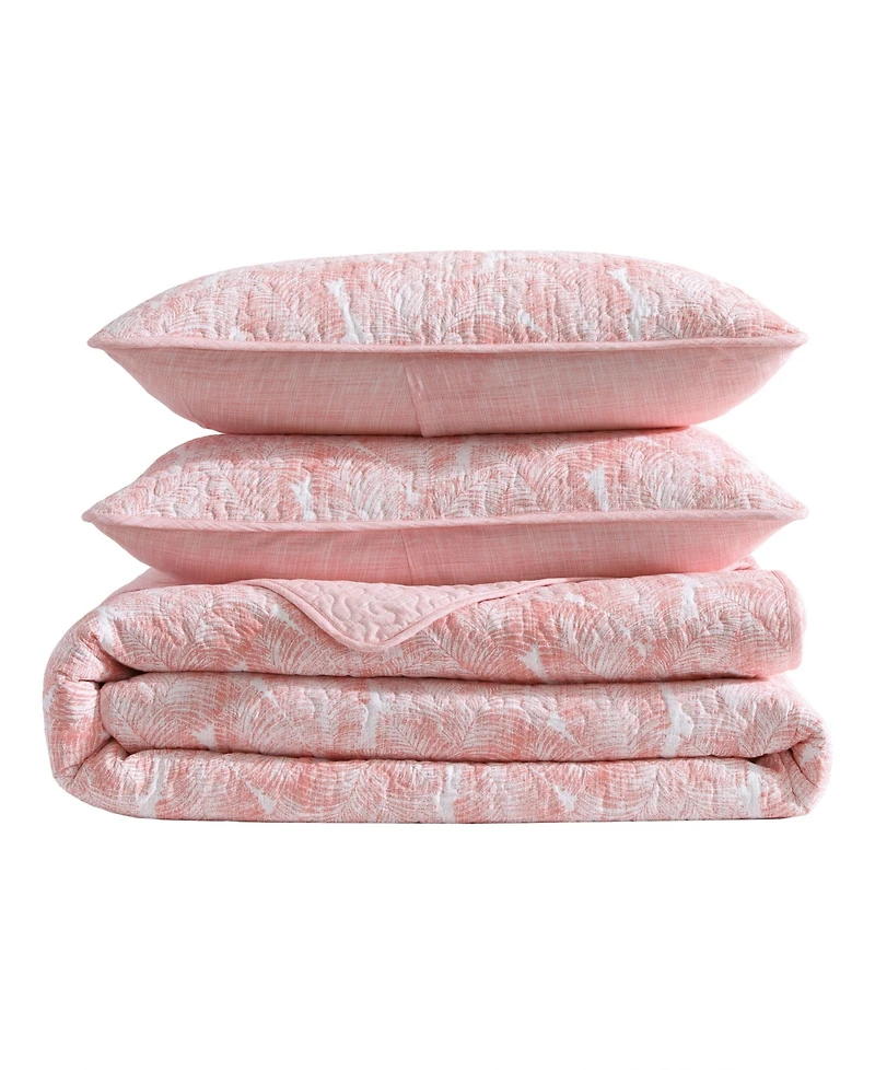 Tommy Bahama Distressed Water Leaves Cotton Reversible 2-Pc. Quilt Set, Twin