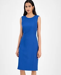 Kasper Crepe Sleeveless Round-Neck Sheath Dress, Regular & Petite