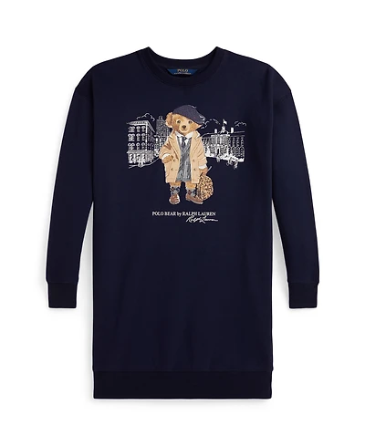 Polo Ralph Lauren Big Girls Bear Fleece Sweatshirt Dress