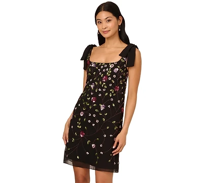 Adrianna Papell Women's Beaded Chiffon Shift Dress