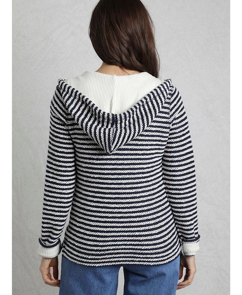 Weird Fish Women's Fisher Full Zip Stripe Macaroni Hoodie