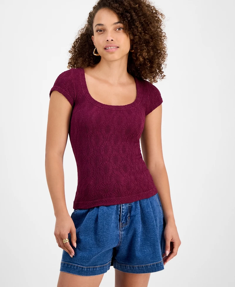 And Now This Petite Short-Sleeve Textured Top, Macy's Exclusive