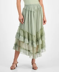 And Now This Petite Asymmetric-Lace-Trim Maxi Skirt, Macy's Exclusive