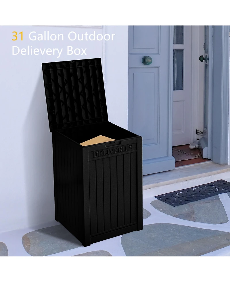 31 Gallon Resin Outdoor Patio Storage Deck Garden Box with Side Handles