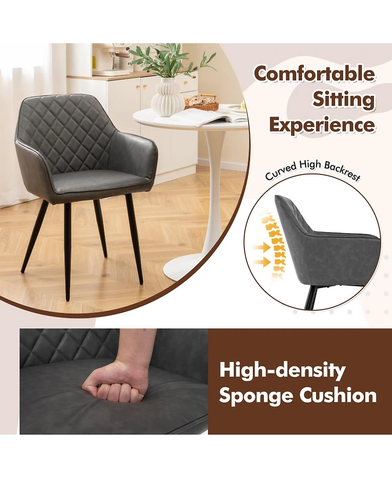 Gymax Leisure Dining Chair Set of 4 Upholstered Accent Chairs w/ Curved Backrest
