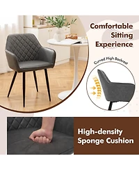 Gymax Leisure Dining Chair Set of 4 Upholstered Accent Chairs w/ Curved Backrest