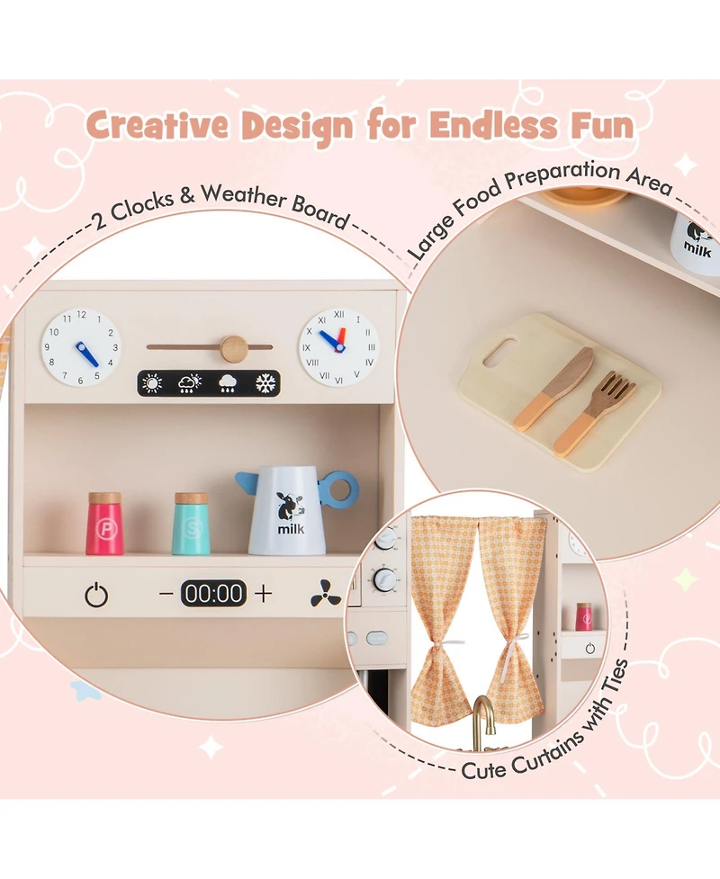 Kids Kitchen Playset with Microwave and Coffee Maker for Ages 3+