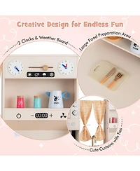 Kids Kitchen Playset with Microwave and Coffee Maker for Ages 3+