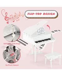 Mecale 30-Key Kids Piano Keyboard Toy with Bench Piano Lid and Music Rack