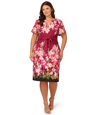 Adrianna Papell Plus Short-Sleeve Sheath Dress