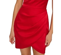 Adrianna Women's Satin One-Shoulder Short Sheath Dress