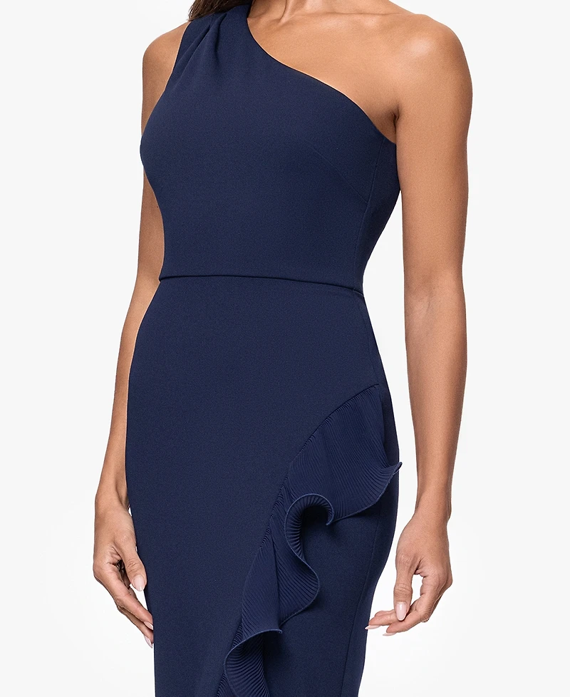 Xscape Women's Scuba Crepe One-Shoulder Long Sheath Dress