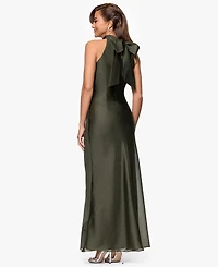 Xscape Women's Organza High-Neck Long Sheath Dress