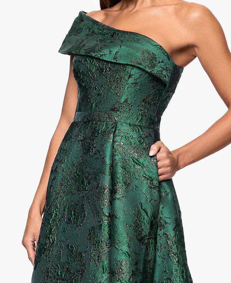 Xscape Women's Jacquard One-Shoulder Ball Gown