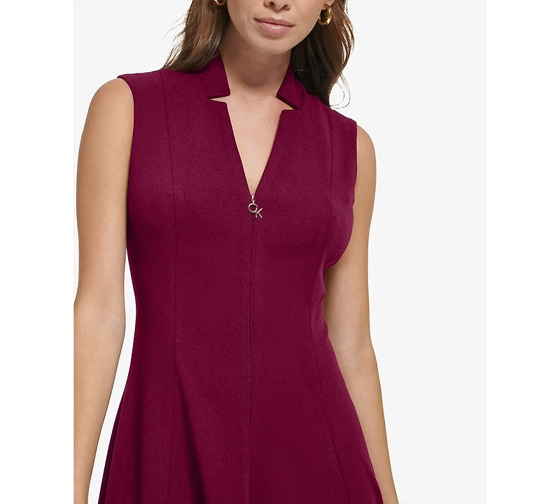 Calvin Klein Women's Sleeveless Scuba Crepe A-Line Dress