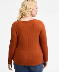Liverpool Los Angeles Trendy Plus Ribbed Boatneck Top