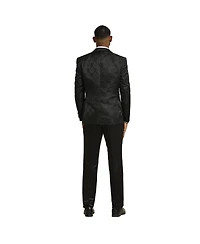 Stacy Adams Men's 3-Piece Paisley Jacket With Solid Vest And Pants Suit Notch Lapel