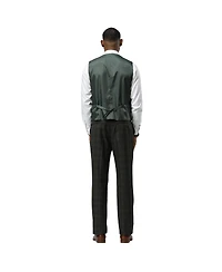 Stacy Adams Big & Tall Glen Plaid Hybrid-Fit 3pc Notch Lapel Suit Set, Jacket Vest and Pants