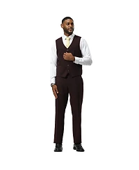 Stacy Adams Men's 3-Piece Paisley Jacket With Solid Vest And Pants Suit Peak Lapel