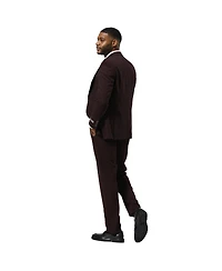 Stacy Adams Big & Tall 3-Piece Paisley Jacket With Solid Vest And Pants Suit Peak Lapel