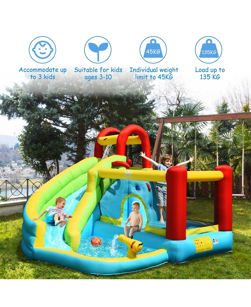 Mecale 6-in-1 Inflatable Bounce House with Climbing Wall and Basketball Hoop without Blower