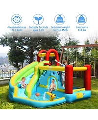 Mecale 6-in-1 Inflatable Bounce House with Climbing Wall and Basketball Hoop without Blower