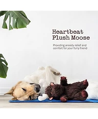 Fuzzwoof Moose HeartBeat Cuddle Dog Toy, Plush Stuffed Animal Pal with Battery-Powered Heartbeat, Ideal Comfort & Anxiety Relief Toy