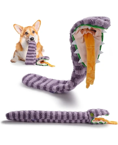 Nocciola Snacker Snake Snuffle Dog Toy, No Stuffing Squeaky&Crinkle Plush Toy